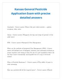 Kansas General Pesticide Application Exam with precise detailed answers