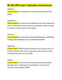 BUAD 309 Exam 1: Organizational Behavior Q&A