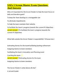 SAFe 5 Scrum Master Exam Questions And Answers