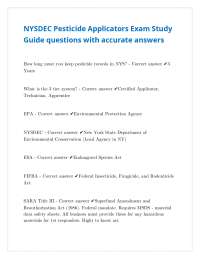 NYSDEC Pesticide Applicators Exam Study Guide questions with accurate answers