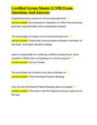 Certified Scrum Master (CSM) Exam Questions And Answers
