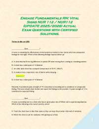 Engage Fundamentals RN: Vital Signs NUR 112 / NUR112 (UPDATE 2025/2026) Actual Exam Questi