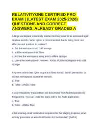 RELATIVITYONE CERTIFIED PRO EXAM | (LATEST EXAM 2025-2026) QUESTIONS AND CORRECT ANSWERS.