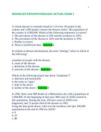 ADVANCED PATHOPHYSIOLOGY ACTUAL EXAM 1