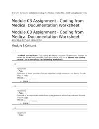 HIM1257 Module 03 Assignment - Coding from Medical Documentation Worksheet
