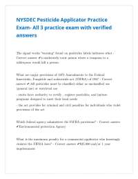 NYSDEC Pesticide Applicator Practice Exam- All 3 practice exam with verified answers