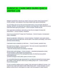 SURGICAL CARE MED SURG QUIZ 4 UNITEK LVN QUESTIONS AND ANSWERS