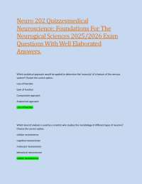 Neuroscience Exam Questions and Answers: Foundations of Neurological Sciences