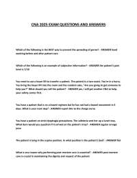 CNA 2025 EXAM QUESTIONS AND ANSWERS