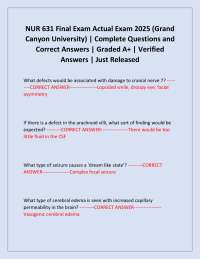 NUR 631 Final Exam Actual Exam 2025 (Grand Canyon University) | Questions and Answers