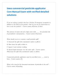 Iowa commercial pesticide applicator Core Manual Exam with verified detailed solutions
