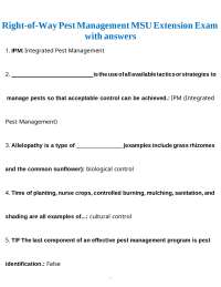 Right-of-Way Pest Management MSU Extension Exam with answers