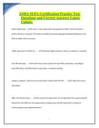 ASHA SLPA Certification Practice Test Questions and Correct Answers Latest Update.