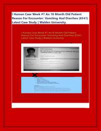 I Human Case Week #7 An 18 Month Old Patient Reason For Encounter: Vomiting And Diarrhea (