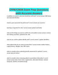 CFPN/CNOR Exam Prep Questions with Accurate Answers