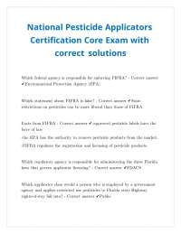 National Pesticide Applicators Certification Core Exam with correct detailed solutions