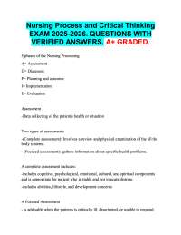 Nursing Process and Critical Thinking  EXAM 2025-2026. QUESTIONS WITH  VERIFIED ANSWERS.A+
