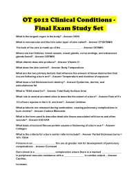 OT 5012 Clinical Conditions - Final Exam Study Set