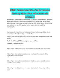D430- Fundamentals of Information Security Questions with Accurate Answers