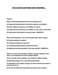 CNA EXAM QUESTIONS AND ANSWERS...