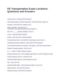 PE Transportation Exam Locations Questions and Answers