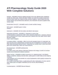 ATI Pharmacology Study Guide 2020 With Complete Solutions