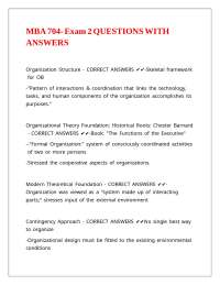 MBA 704- Exam 2 QUESTIONS WITH ANSWERS