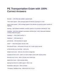 PE Transportation Exam with 100% Correct Answers