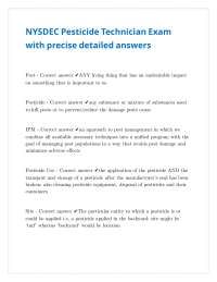 NYSDEC Pesticide Technician Exam with precise detailed answers