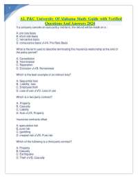 AL P&C University Of Alabama Study Guide with Verified Questions And Answers