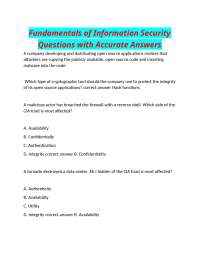 Fundamentals of Information Security Questions with Accurate Answers