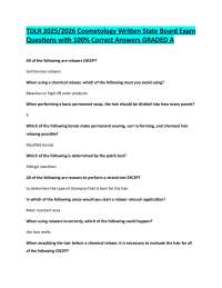TDLR 2025/2026 Cosmetology Written State Board Exam  Questions with 100% Correct Answers G