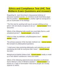 Ethics and Compliance Test UHC Test Midterm Exam Questions and Answers
