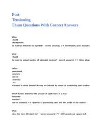 Post-Tensioning Exam Questions and Answers