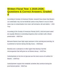Written Floral Test: 1 2025-2026. Questions & Correct Answers. Graded A