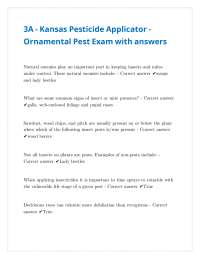 3A - Kansas Pesticide Applicator - Ornamental Pest Exam with answers