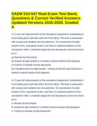 SAEM 510-547 Real Exam Test Bank. Questions & Correct Verified Answers. Updated 2025-2026