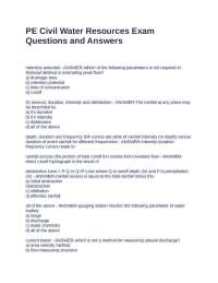 PE Civil Water Resources Exam Questions and Answers
