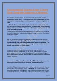 Environmental Science Exam 2 Exam Prep: Possible Questions & Answers Answers.