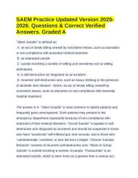 SAEM Practice Updated Version 2025-2026. Questions & Correct Verified Answers. Graded A