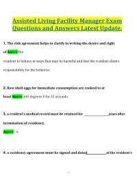 Assisted Living Facility Manager Exam Questions and Answers Latest Update 2025.
