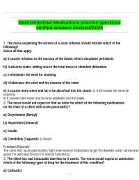 Gastrointestinal Medications practice questions verified answers /revised/24/25