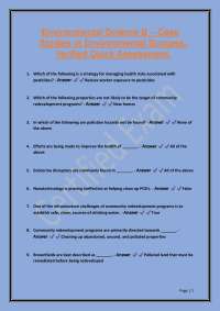 Environmental Science B Case Studies in Environmental Success: Verified Quick Assessment A