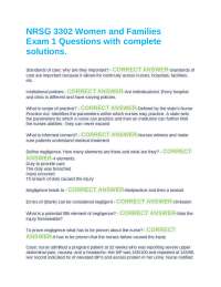 NRSG 3302 Women and Families Exam 1 Questions with complete solutions.