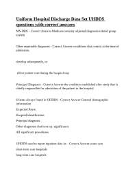 Uniform Hospital Discharge Data Set UHDDS questions with correct answers