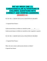 PAT 401 WEEK ONE (1):  CARDIOVASCULAR ALTERATIONS IN  CHILDREN.