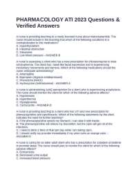 PHARMACOLOGY ATI 2023 Questions & Verified Answers