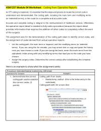 HIM1257 Module 04 Worksheet -Coding from Operative Reports 2025/2026