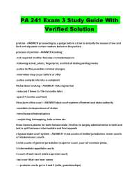 PA 241 Exam 3 Study Guide With Verified Solution