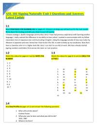 ASL 101 Signing Naturally Unit 1 Questions and Answers Latest Update.